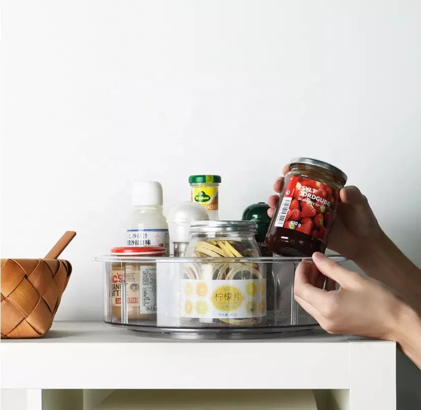Yunkctuk Lazy Susan, piatto girevole a 360°, rettangolare, portaspezie